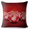 Cushion/Decorative Pillow Merry Christmas And Happy Year Decor Candle Gift Box Bell Tree Cushion Cover