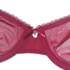 Varsbaby Sexy Malha Lace Underwear Transparente Unlined 1 Bra + 2 Calcinhas Sutiã Set Plus Size 32-42CDE Plus Size 211104