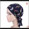 Beanie / Skull Hattar Kepsar Hattar, Scarves Handskar Fashion AessoriesWomen Feather-Print Turban Long Hat Night Sleep Cap Lady Hair Care Bonnet Hea