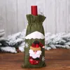 Decorazioni per la copertura della bottiglia di vino di Natale Stoviglie del pupazzo di neve di Babbo Natale per la decorazione della casa di Capodanno