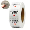 3000 adet 2.5 cm 500 adet / rulo Yuvarlak Şeffaf Kırmızı Kalp ile Teşekkür Etiketler Etiketler Hediye Sarma Kırtasiye Çıkartmalar