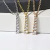 Europa Amerika Mode Stijl Dame Vrouwen 18K Gouden Ketting Ketting Gegraveerde T Letter Gegradueerde Drop Hanger 3 Kleur