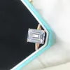 925 Sterling Women Engagement Emerald Cut Pierścienie Symulowane Diamond Wedding Silver Bridal Ring Biżuteria Kochanka