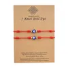 Złe niebieskie oko 7 węzeł szczęście bransoletki regulowany czerwony sznurek amulet dla kobiet mężczyzn mały chłopcy dziewczyny