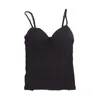 Soutien-gorge rembourré débardeur femmes Modal Spaghetti solide Cami gilet femme Camisole avec vêtements de Fitness intégrés