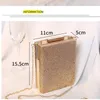 Rhinestone Chain Portable Tote Elegant Womens Small bag Banquet clutch Bags rhinestones PU Button Party Hasp Hard vertical square Canvas Solid Bag Handbags MM size