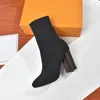autumn winter socks heeled heel chelsea boots leather for fashion sexy Knitted elastic boot designer Alphabetic women shoes lady Letter