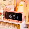 WG INS Digital Clock Table SZE ALARM Söt tyst spegel Student skrivbord ledde elektronisk för barn 220311