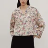 Women Summer Vintage Loose Blouses Shirts Tops ZA Long Sleeve Notched Collar Print Female Fashion Street Top Blusas 210513