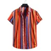 الرجال عارضة القمصان الصيف الرجال هاواي قصيرة الأكمام العمل قميص مخطط طباعة بلوزة زر حتى camisas دي hombre