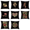 Cushion/Decorative Pillow Luxurious Tropical Plants Cushion Cover Nordic Decoration Cushions Fiber Bedroom Chair Rose Bright Red Sofa Cases