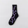 Fashion Black Lightning Men and Women Socks Cotton Color Harajuku White Flash Happy Hip Hop Fashion Skateboard Casual Girls Sockings