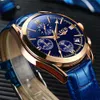 LIGE Blau Casual Leder Mode Quarz Gold Uhr Herren Uhren Top Marke Luxus Wasserdichte Uhr Relogio Masculino + Box 210527