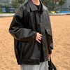 Mensälskare kläder baseball pu läder motorcykel jackor trench kläder ryska lösa manliga rockar smal passform svart jacka