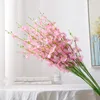 Dekoracyjne kwiaty wieńce Plan symulacyjny Ake Orchids Phalaenopsis Bukiet sztuczny 5 widelca dom domowy plastik żółty garnek roślinny