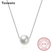 Naszyjniki wisiorek 100% Real 925 Sterling Silver Biżuteria Symulowana Pearl All-Match Fashion Dla Kobiet Prezent Urodzinowy