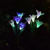 2pcs énergie solaire 4 LED lis fleur s'allume multicolore changeant extérieur jardin patio cour pieu lampes