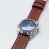 Men039s Watch 47mm Manual Up Chain Mechanical Movement Luxury Blue Dial Polished 316L Case High Quality Brown Leather Strap Wri6298430