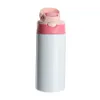 12oz Sublimation Straight Sippy Cup Kinder Wasserflasche 350ml Blank weiß Tragbarer vakuumisolierter Edelstahl-Trinkbecher für Kinder 0322