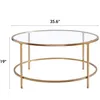 US-amerikanische Aktienrunde Couchtisch Gold Modren Akzent Tabelle Temperiertes Glas Seitentisch für Wohnzimmer Spiegelgericht Top / Gold Frame2416