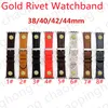 Designer lederen Apple Watch Band 49 mm slimme bandjes voor Apple Watch-serie 9 8 3 4 5 6 7 Horlogeband 38 MM 41 mm 42 MM 44 mm 45 mm iwatch-banden Gouden klinknagelarmband ap Horlogebanden