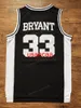 # LOMER MERION 33 BRYANT لكرة السلة Jersey College Men School High School All Sitched Black Size S-XXL