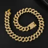 Gargantilla de aleación de cadenas de eslabones cubanos de 20mm, collar chapado en Color dorado, diamantes de imitación de 3 filas para hombres/mujeres, joyería de Hip Hop Rock X0509