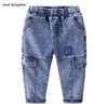 Mudkingdom Jungen Stretch Jeans Soild Elastische Taille Junge Denim Hose Mode Kinder Hosen 210615