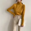 YITIMOKY Turtleneck Kazak Kadın Güz 2021 Kazak Kış Vintage Giysi Tops Slim Elastik Yumuşak Gömlek Kahverengi Siyah Beyaz Yeni X0721