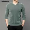 Coodron Marka Wiosna Jesień Wysokiej Jakości Moda Casual Z Długim Rękawem V-Neck Knitwear Sweter Sweter Koszula Mężczyźni Odzież C1263 211014