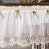 Gardin draperier europa stil spets halv gardin vit broderad hem tulle rosa båge dekoration kort för köksskåp dörr