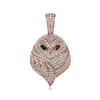 Iced Owl Hängsmycke Halsband i Gult Guld Med Iced Micro Pave Cubic Zirconia Hip Hop Smycken för gåva