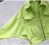 Autumn Colorful Denim jacket Women Spring Short Paragraph Candy Color Korean Loose Coat Bat Sleeve Jacket 210531