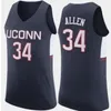 NC01 Basketball Jersey UConn Huskies Ray #34 Allen Connecticut Jersey Custom Hafdery zszyte rozmiar S-5xl