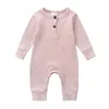2022 Spädbarnskläder Autumn Nyfödd baby Rompers Ribbed Kids Jumpsuit New Born Boys Clothes Girl Toddler Romper Baby Clothes G220226948308