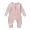 2022 Spädbarn Höst Nyfödda Baby Rompers Ribbed Kids Jumpsuit Nya Born Boys Kläder Tjej Toddler Romper Baby Kläder G220223