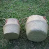 Handgjorda bambu förvaringskorgar fällbar tvättstuga strå lapptäcke korg rotting rotting sjögräs magen trädgårds pott planter korg