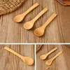 Honey Jam Stir Wooden Spoon Eco-friendly Solid Wood Soup Spoons Children Ice Cream Dessert Cake Scoop Kitchen Tableware BH5983 WLY