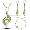 Bransoletka, kolczyki Naszyjnik Zestawy Biżuteria Bransoletka Bransoletka Kolczyk Angel Fairy Crystal Set Chain Three Piece Austral Drop Dostawa 2021 9onjz