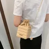 어깨 가방 패션 여성 PU 가죽 드로우 스트링 큐브 크로스 바디 백 체커 패턴 캐주얼 한 숙녀 단색 작은 핸드백 지갑