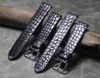Handgjorda krokodilklocka band Alligator Äkta läderklockband Tunna manbälte Armband 16 18 19 20 21 22mm Klocka Tillbehör H0915