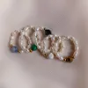 Anneaux de mariage mode perle d'eau douce pour les femmes perles de pierre naturelle à facettes irrégulières bijoux faits à la main cadeaux élastique réglable