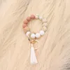 Foreign trade food grade silicone beads bracelet keychain personalized tassel pendant key ring female multi-color optional