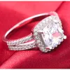 100% 925 Sterling Silver engagement wedding promise Ring for Women pink blue fashion finger original design Jewelry R886