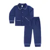 Flickor Pijamas Solid Spring Sleepwear Bomull Barnkläder för pojkar Sätter Toddle Pijama 210413