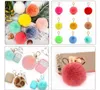 Pendentif boule en peluche artificielle, couleur unie, accessoire en laine, Imitation lapin, porte-clés pour sac de téléphone, pendentifs, cadeaux pour adultes et enfants