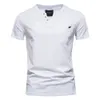 Camisetas de verano Camiseta de algodón de calidad para hombre Diseño de color sólido con cuello en v Casual Classic Men's Clothing T-shirt B0940 210518