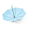 Przenośny parasol słoneczny Automatyczne deszcz kobiety trzy składane srebrne kleje parasole UV Clear kobiet parasol prezent