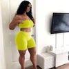 2023 Kvinnor Tvådelar Set Tracksuits Shorts Outfits Tight Sexy Strapless Top Small Bra Shorts Leisure Sports High Elasticity Suit Woman Clothes