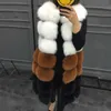 Fausse fourrure gilet manteau hiver sans manches veste femmes fausse fourrure de renard Patchwork couleur épais vêtements d'extérieur femme fausse fourrure gilet 210927